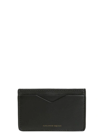 Shop Alexander Mcqueen Leather Card Holder In Nero