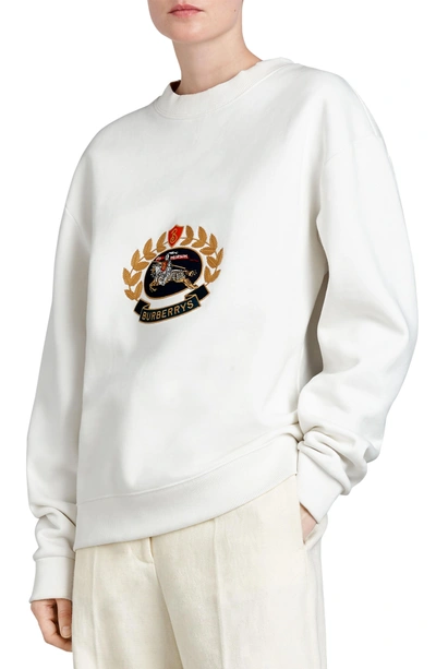 Shop Burberry Vintage Crest Sweatshirt In Off White