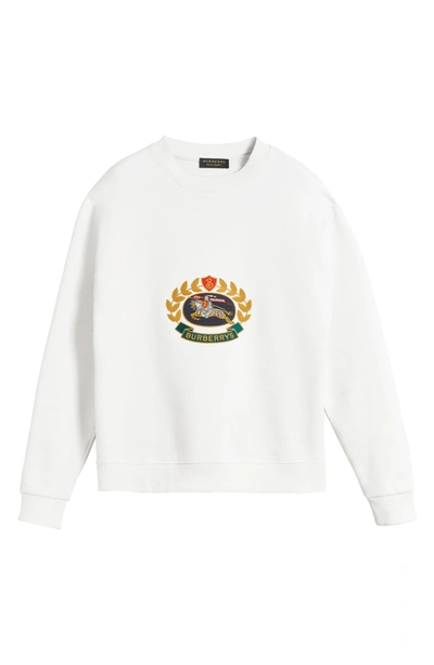 Shop Burberry Vintage Crest Sweatshirt In Off White