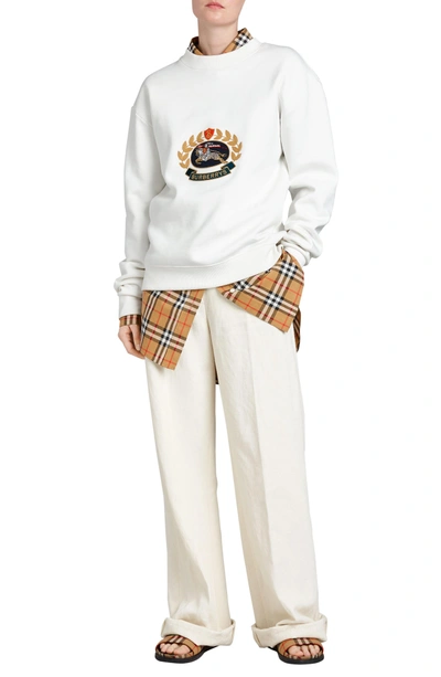 Shop Burberry Vintage Crest Sweatshirt In Off White