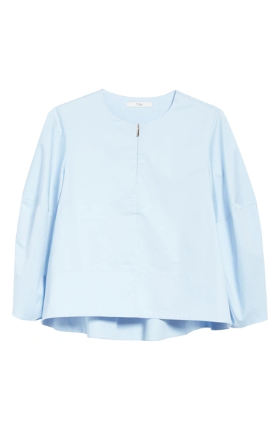 Shop Tibi Cotton Balloon Sleeve Top In Morning Blue