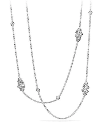 Shop David Yurman Crossover Sterling Silver Station Necklace With Diamonds, 36"