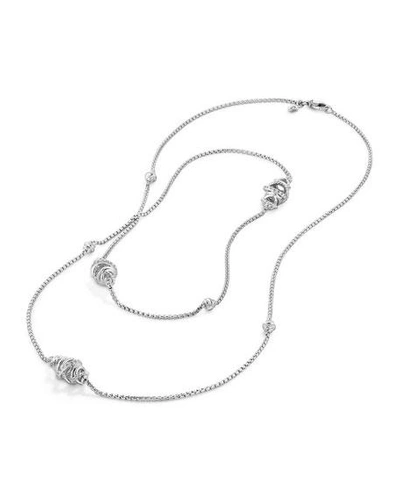 Shop David Yurman Crossover Sterling Silver Station Necklace With Diamonds, 36"