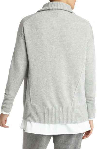 Shop Lafayette 148 Luxe Merino Wool & Cashmere Sweater Jacket In Dove Melange
