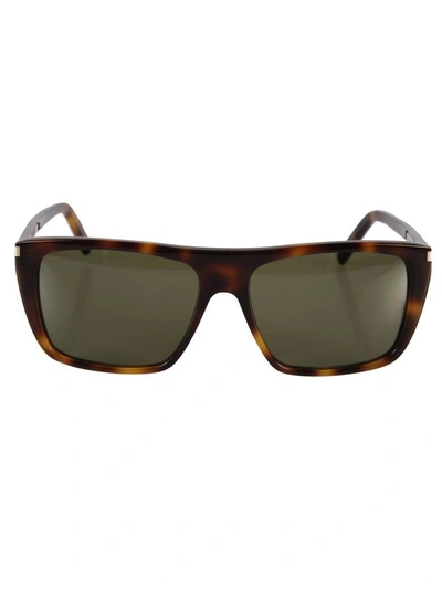 Shop Saint Laurent New Wave 156 Sunglasses In Havana Green