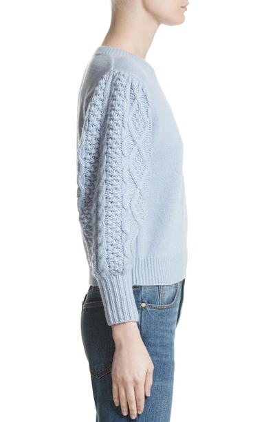Shop Co Puff Sleeve Wool & Cashmere Sweater In Baby Blue