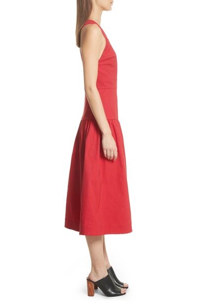Shop Sea Cecily Cotton & Linen Blend Midi Dress In Red