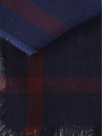 Shop Burberry Checked Scarf In Blu