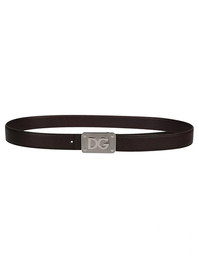 Shop Dolce & Gabbana Dg Logo Buckle Belt In Ebano/bordeaux