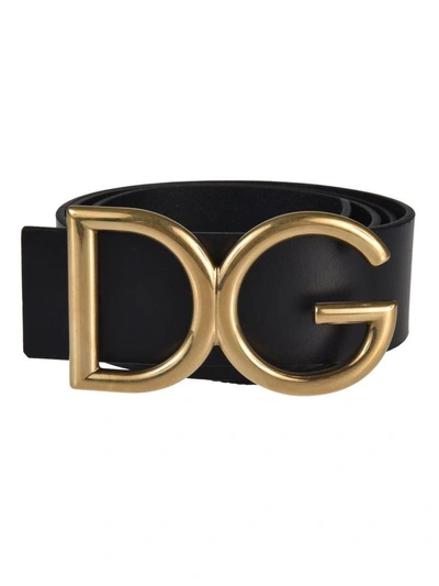 Shop Dolce & Gabbana Logo Buckle Belt In Nero