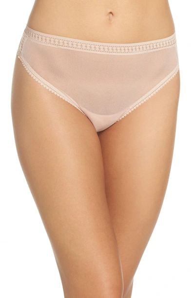 Shop On Gossamer High Cut Mesh Thong In Champagne