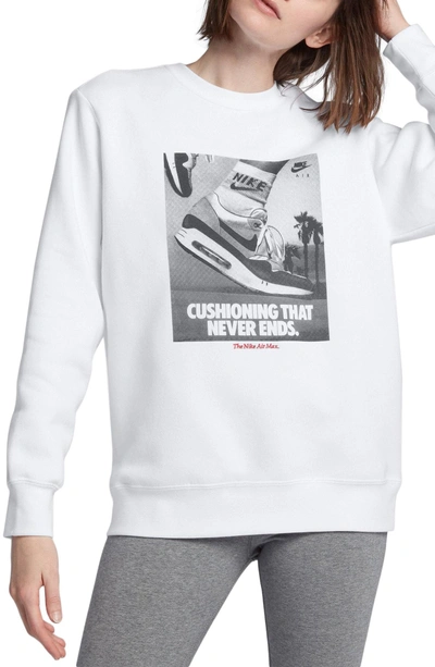 Shop Nike Graphic Crewneck Sweatshirt In White