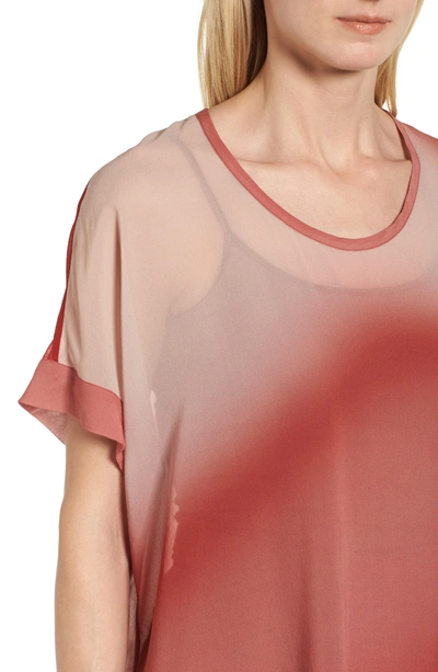 Shop Eileen Fisher Ombre Silk Short Sleeve Top In Serrano