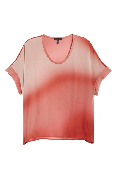Shop Eileen Fisher Ombre Silk Short Sleeve Top In Serrano