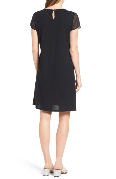 Shop Vince Camuto Sheer Yoke Shift Dress In Rich Black