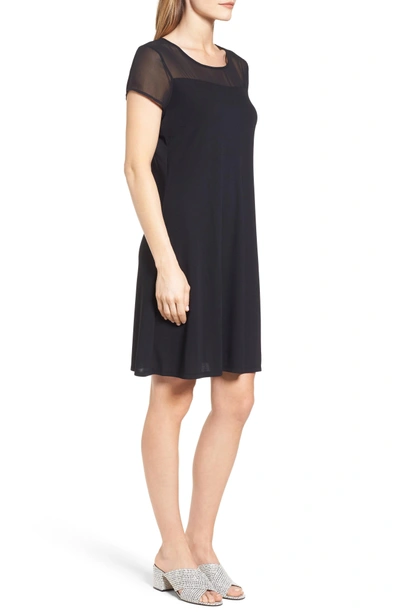 Shop Vince Camuto Sheer Yoke Shift Dress In Rich Black