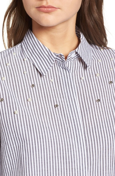 Shop Rails Taylor Embellished Shirt In Florence Stripe Studded Pearls