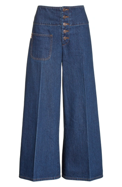 Shop Marc Jacobs Wide Leg Crop Jeans In Indigo