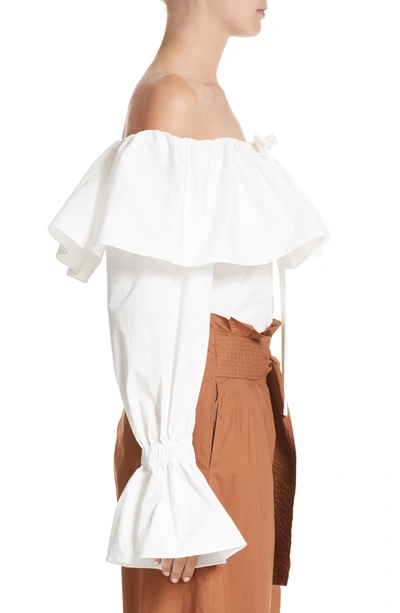 Shop Rejina Pyo Off The Shoulder Poplin Top In Cotton Poplin Off-white