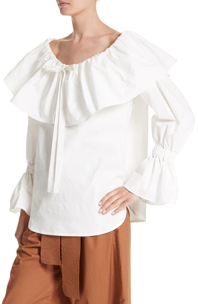 Shop Rejina Pyo Off The Shoulder Poplin Top In Cotton Poplin Off-white