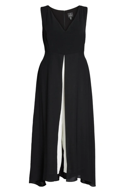 Shop Adrianna Papell Colorblock V-neck Jumpsuit In Black/ Ivory