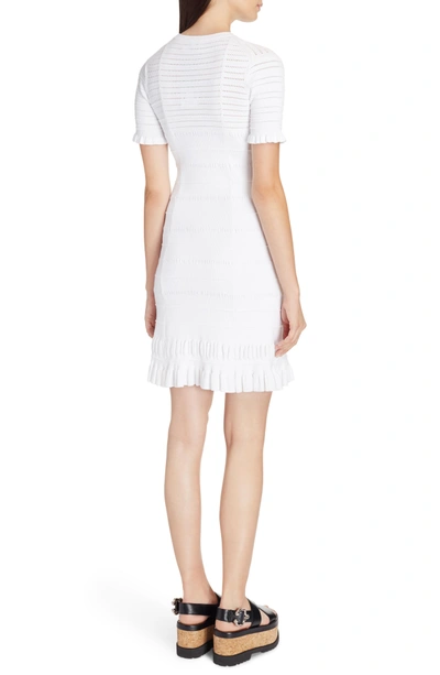 Shop Kenzo Knit Ruffle Hem Dress In White