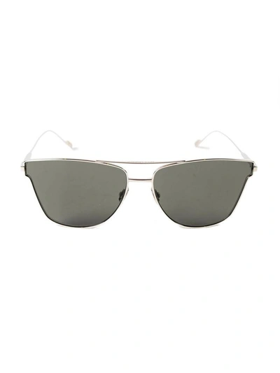 Shop Saint Laurent Titanium Sunglasses In Silver Grey