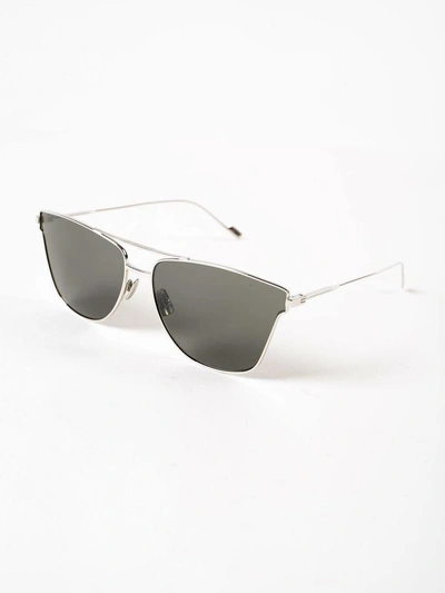 Shop Saint Laurent Titanium Sunglasses In Silver Grey