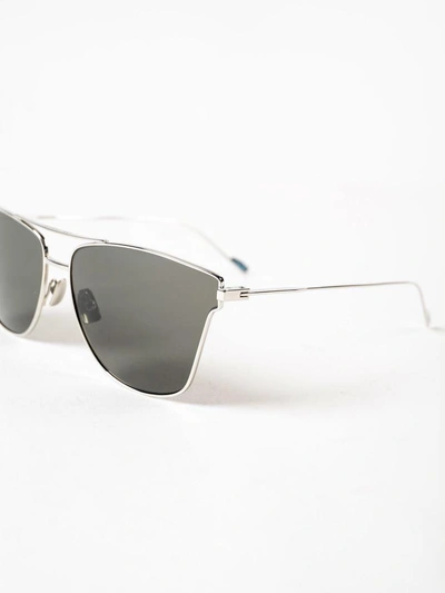 Shop Saint Laurent Titanium Sunglasses In Silver Grey