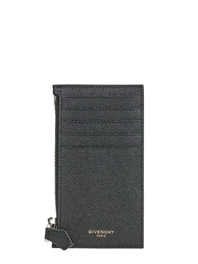 Shop Givenchy Zip Leather Wallet In Black