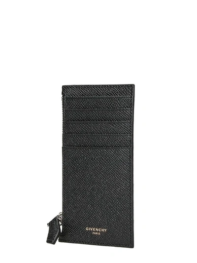 Shop Givenchy Zip Leather Wallet In Black