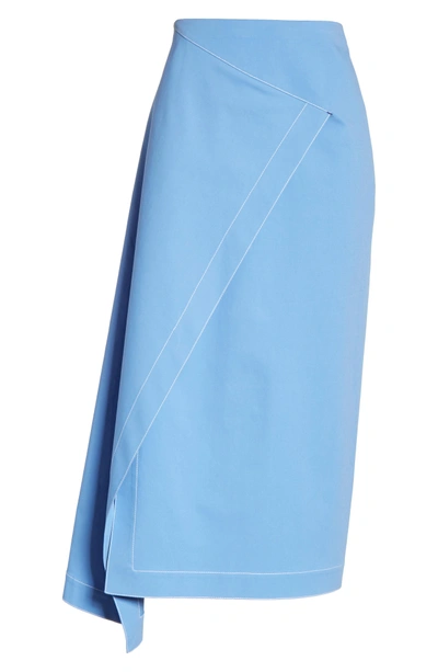 Shop Rosetta Getty Asymmetrical Stretch Cotton Skirt In Cornflower