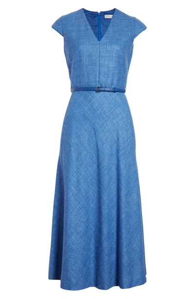 Shop Max Mara Caramba Silk, Linen & Wool Midi Dress In Cornflower Blue
