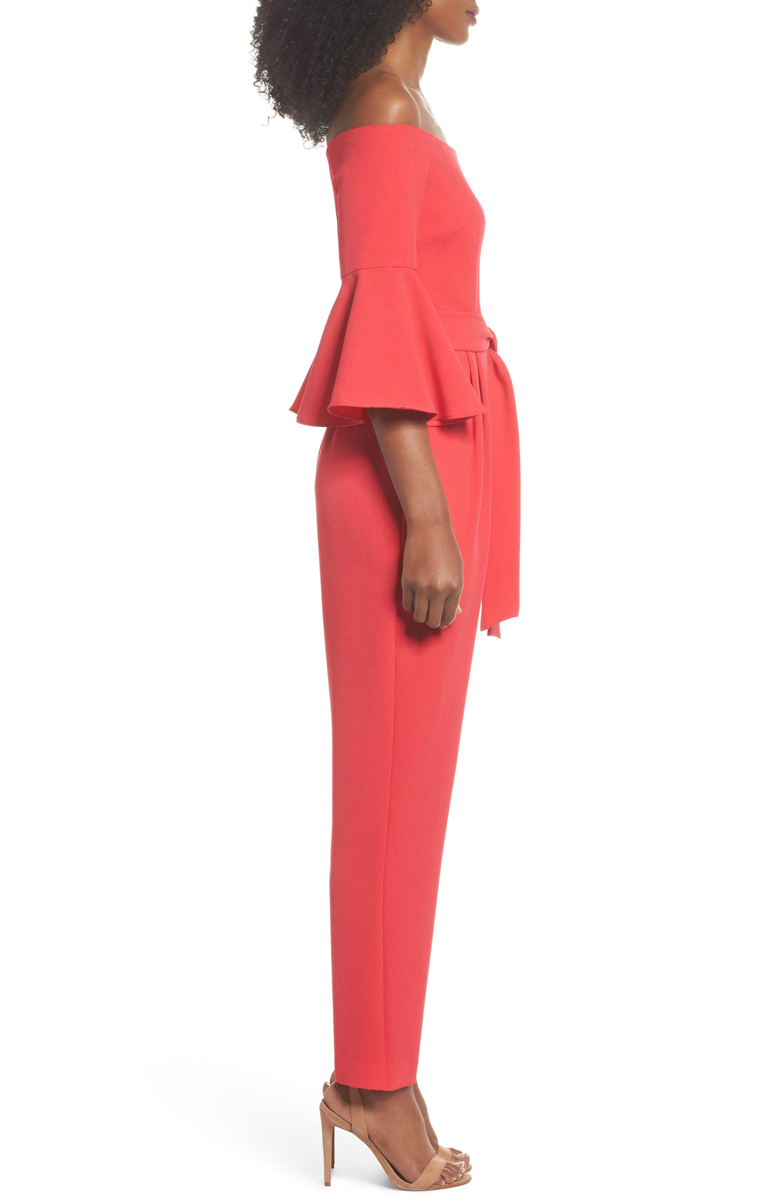 eliza j off the shoulder bell sleeve jumpsuit
