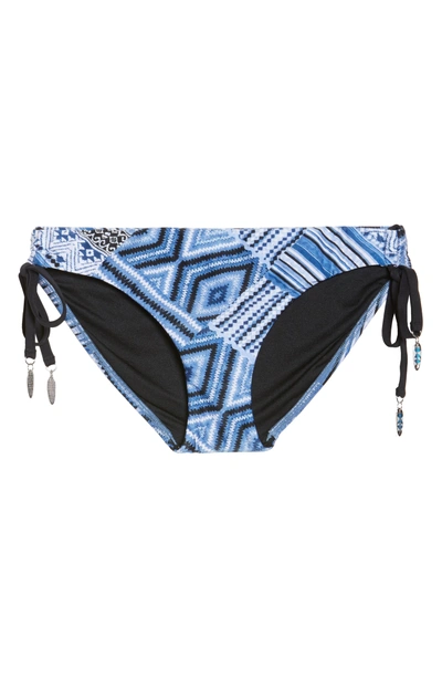 Shop Seafolly Desert Tribe Side Tie Hipster Bikini Bottoms In Bluestone