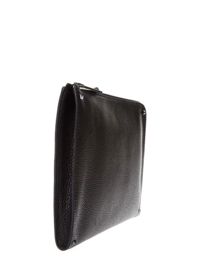 Shop Valentino Grained Black Leather Clutch