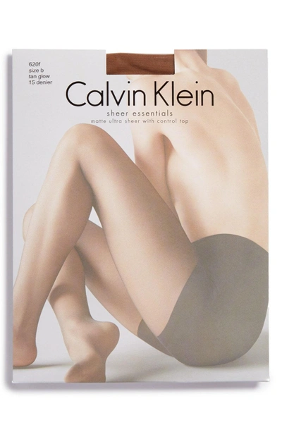 Shop Calvin Klein 'sheer Essentials - Matte Ultra Sheer' Control Top Pantyhose In Tan Glow