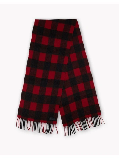 Shop Dsquared2 Buffalo Check Wool Flannel Scarf In Black/bordeaux