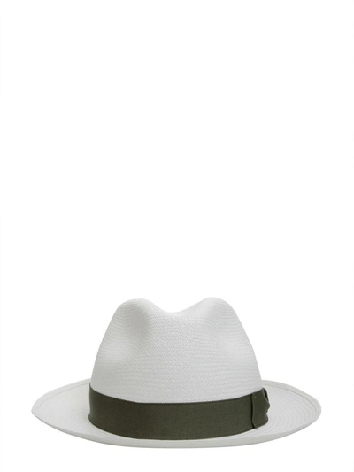 Shop Borsalino Medium Brim Panama Hat In White