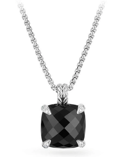 Shop David Yurman 14mm Chatelaine Onyx Pendant Necklace With Diamonds