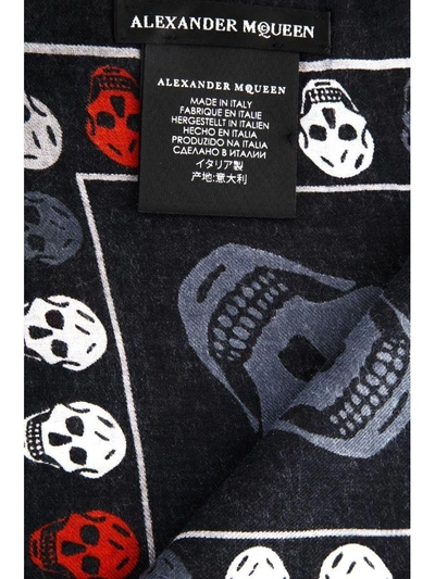 Shop Alexander Mcqueen Silk Foulard Skull Printed In Black/grey