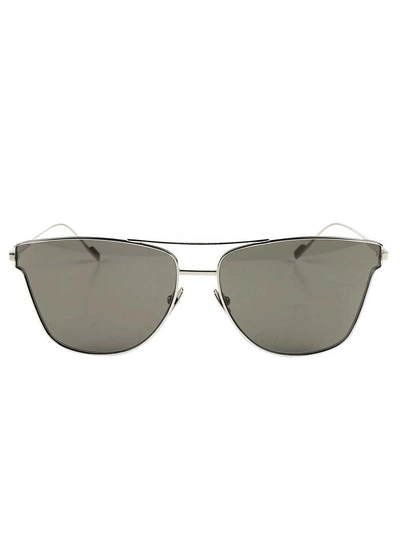 Shop Saint Laurent Sunglasses In Silver Grey