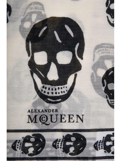 Shop Alexander Mcqueen Skull Printed Modal & Silk Blend Scarf In Ivory/black