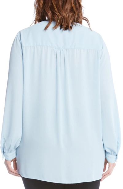 Shop Karen Kane Slit Sleeve Asymmetrical Faux Wrap Top In Blue