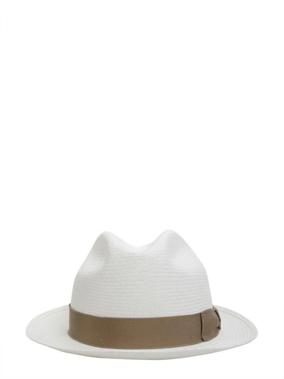Shop Borsalino Short Brim Panama Hat In Bianco