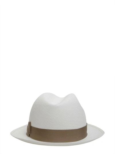 Shop Borsalino Short Brim Panama Hat In Bianco