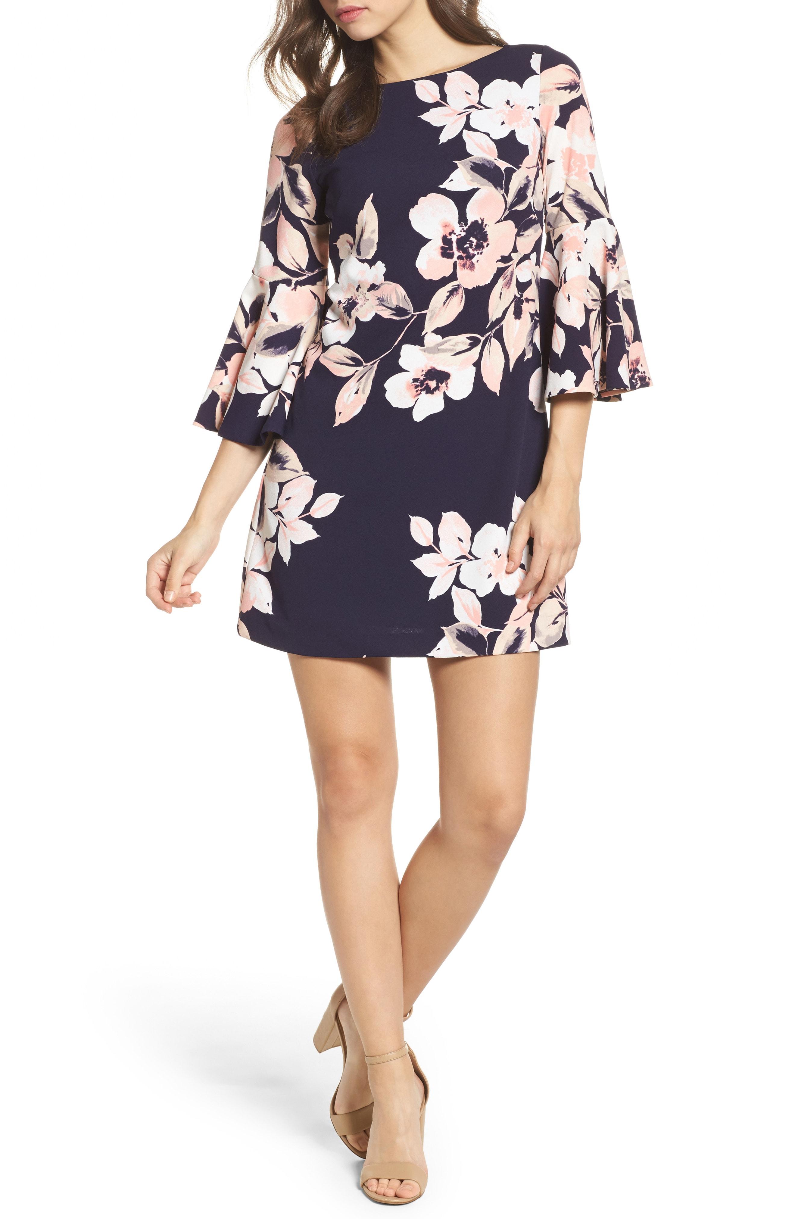 eliza j bell sleeve shift dress
