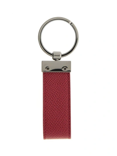 Shop Dolce & Gabbana Leather Keychain In Rubinorosso