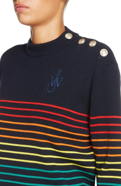 Shop Jw Anderson Mariniere Stripe Wool Sweater In Navy Multi