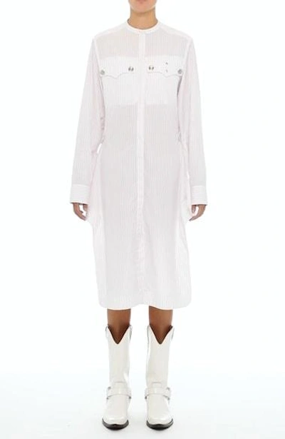Shop Calvin Klein 205w39nyc Pinstripe Cotton Poplin Dress In White/ Red